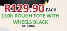 110Ltr Rough Tote With Wheels Black