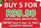 Christmas Wrapping Paper 50cmx10m SC76017-For 5