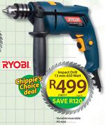 Ryobi Impact Drill 13mm 650 Watt J18217-Each