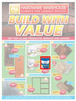 Hardware Warehouse Mpumulanga  : Build With Value (25 Jul - 8 Aug 2016), page 1