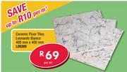 Ceramic Floor Tiles Leonardo Bianco 400x400mm L09389-Per Square Meter