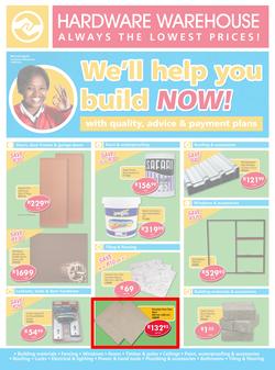 Hardware Warehouse Gauteng : We'll Help You Build Now (26 Sep - 9 Oct 2015), page 1