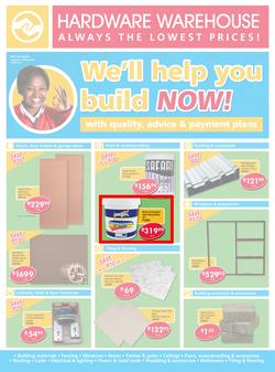 Hardware Warehouse Gauteng : We'll Help You Build Now (26 Sep - 9 Oct 2015), page 1