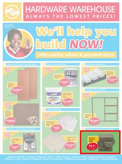 Hardware Warehouse Gauteng : We'll Help You Build Now (26 Sep - 9 Oct 2015), page 1