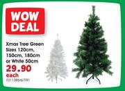 Xmas Tree Green Sizes 120cm, 150cm, 180cm Or White 50cm-Each