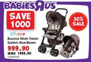 Bounce Silver Travel System Blue/Brown