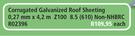 Corrugated Galvanized Roof Sheeting 0.27mmx4.2m Z100 8.5 (610) Non-NHBRC R02396-Each