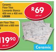 Ceramic Floor Tiles Leonardo Bianco 400x400mm L09389-Per Square M