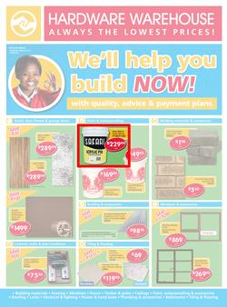 Hardware Warehouse KZN : We'll Help You Build Now (26 Sep - 9 Oct 2015), page 1