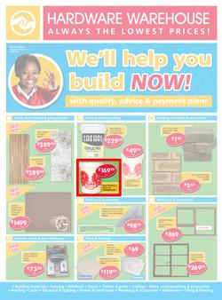 Hardware Warehouse KZN : We'll Help You Build Now (26 Sep - 9 Oct 2015), page 1