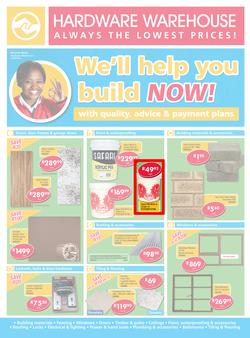Hardware Warehouse KZN : We'll Help You Build Now (26 Sep - 9 Oct 2015), page 1