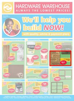 Hardware Warehouse KZN : We'll Help You Build Now (26 Sep - 9 Oct 2015), page 1