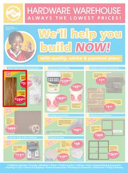 Hardware Warehouse KZN : We'll Help You Build Now (26 Sep - 9 Oct 2015), page 1