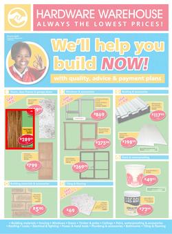 Hardware Warehouse Eastern Cape : We'll Help You Build Now (26 Sep - 9 Oct 2015), page 1
