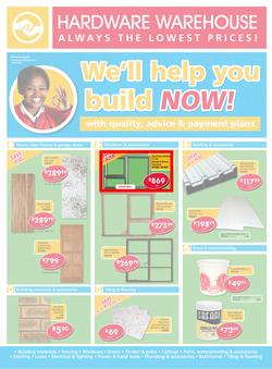 Hardware Warehouse Eastern Cape : We'll Help You Build Now (26 Sep - 9 Oct 2015), page 1