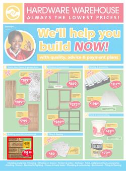 Hardware Warehouse Eastern Cape : We'll Help You Build Now (26 Sep - 9 Oct 2015), page 1
