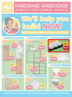 Hardware Warehouse Eastern Cape : We'll Help You Build Now (26 Sep - 9 Oct 2015), page 1