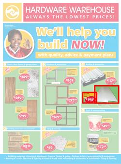 Hardware Warehouse Eastern Cape : We'll Help You Build Now (26 Sep - 9 Oct 2015), page 1