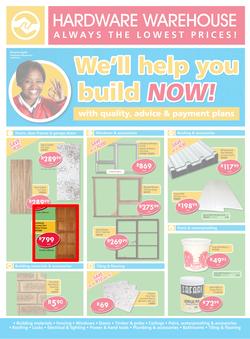 Hardware Warehouse Eastern Cape : We'll Help You Build Now (26 Sep - 9 Oct 2015), page 1