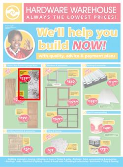 Hardware Warehouse Eastern Cape : We'll Help You Build Now (26 Sep - 9 Oct 2015), page 1
