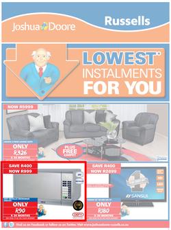 Joshua Doore & Russells : Lowest Installments For You (20 Aug - 6 Sep 2015), page 1