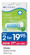 Clicks Nasal Inhaler Stick-2x2g