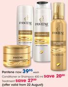 Pantene Conditioner/Shampoo 400ml Or Treatment-Each