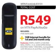 MTN Fastlink E3131-On MTN Pay As You Go