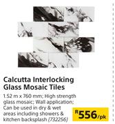 Calcutta Interlocking Glass Mosaic Tiles-1.52m x 760mm Per Pack