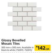 Glossy Bevelled Mosaic Tiles-300mm x 300mm Per Pack