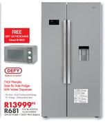 Defy 740Ltr Metallic Side By Side Fridge With Water Dispenser