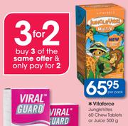 Vitaforce Jungle Vites 60's Chew Tablets Or Juice-500g Per Pack
