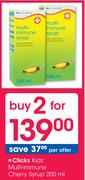 Clicks Kids Multi-Immune Cherry Syrup-2 x 200ml