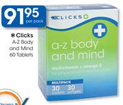 Clicks A-Z Body & Mind Tablets-60's