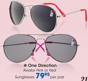 One Direction Aviator Pink Or Red Sunglasses-Per Pair