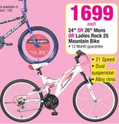 Raleigh 24" Or 26" Mens Or Ladies Rock 25 Mountain Bike-Each