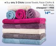 Clicks Loose Towels, Face Cloths & Bath Mats-Each
