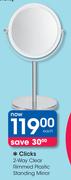 Clicks 2 Way Clear Rimmed Plastic Standing Mirror