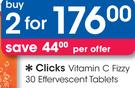 Clicks Vitamin-C Fizzy 30 Effervescent Tablets-2's
