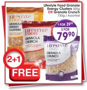 Lifestyle Food Granola Energy Clusters-500gm or Granola Crunch-750gm Each