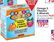 Brain Child Omega 3, Vitamins & Minerals-60 Burstlets + 60 Chew Tablets