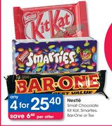 Nestle Small Chocolate Kit Kat, Smarties, Bar-One Or Tex-4 Nos