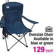Camp Master Oversize Chair In Blue Or Green-Each