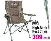 Camp Master High Back Rest Chair-Each