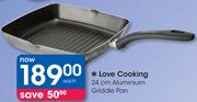 Love Cooking 24Cm Aluminium Griddle Pan