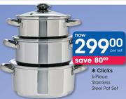 Clicks 6 Piece Stainless Steel Pot Set-Per Set
