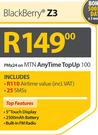 BlackBerry Z3-On MTN AnyTime TopUp 100