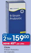 Clicks 9-Strain Probiotics 30 Capsules-2's