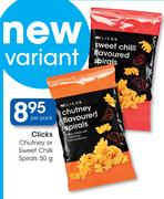 Clicks Chutney Or Sweet Chilli Spirals-50g-Per Pack