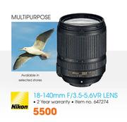 Nikon Multipurpose 18-140mm F/3.5-5.6VR Lens